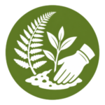 Native fern and young plant being tended